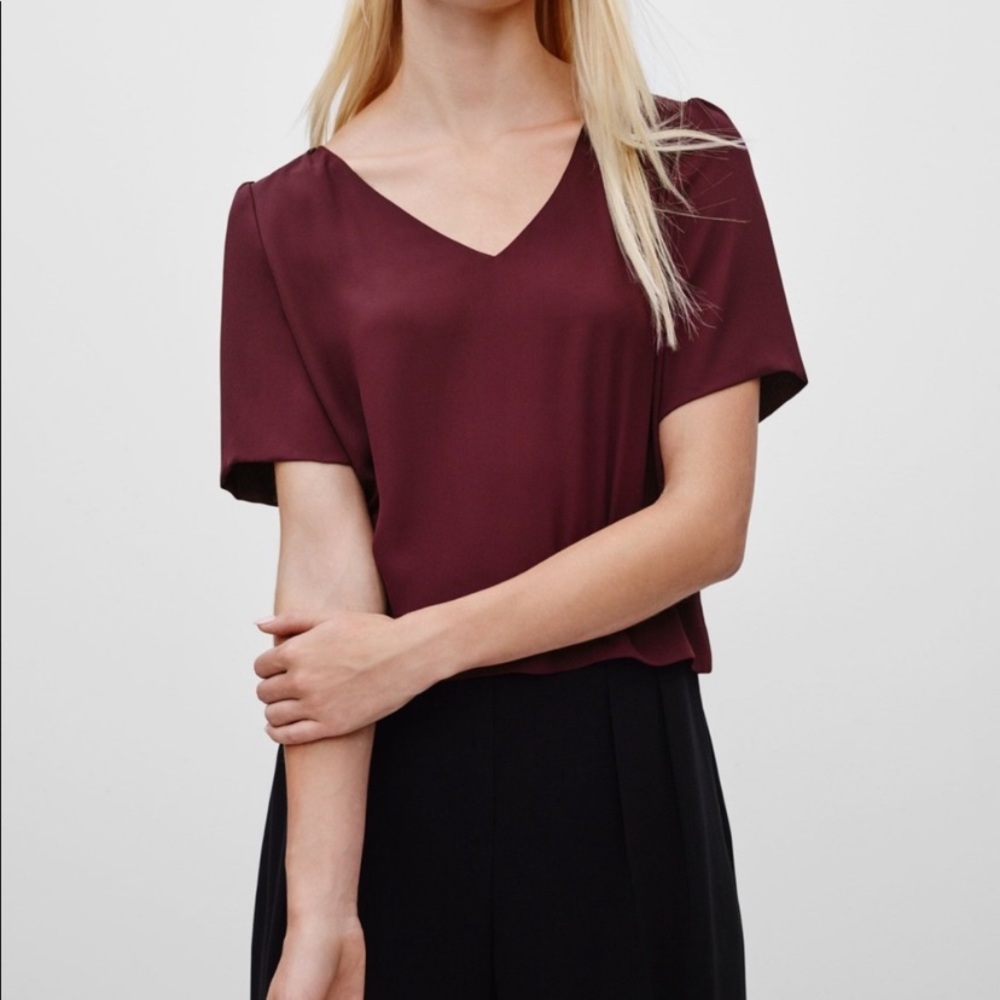 Babaton Red Crop V Neck Blouse Top